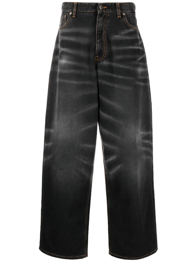 Black Washed Wide-leg Jeans