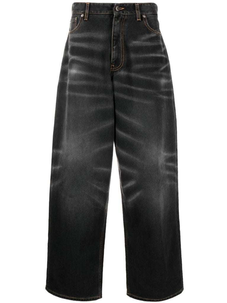 Black Washed Wide-leg Jeans