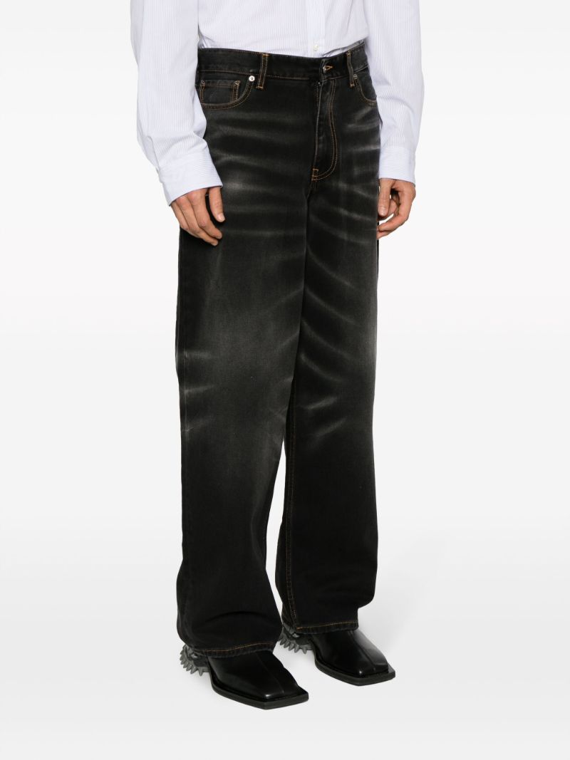 Black Washed Wide-leg Jeans