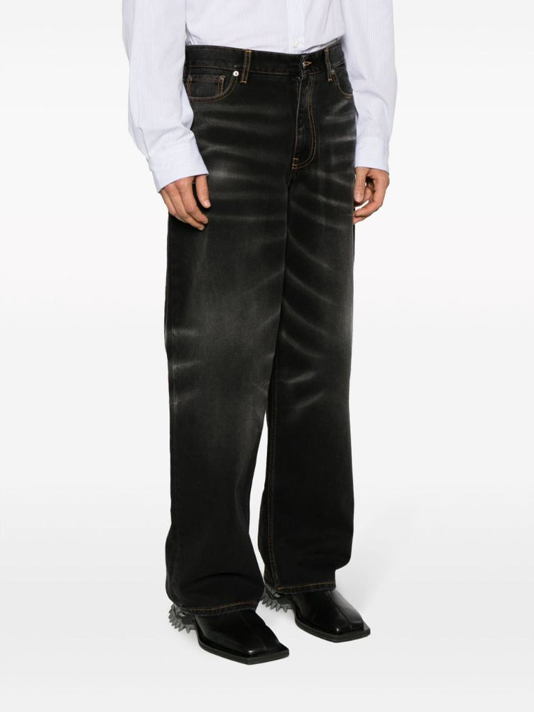 Black Washed Wide-leg Jeans