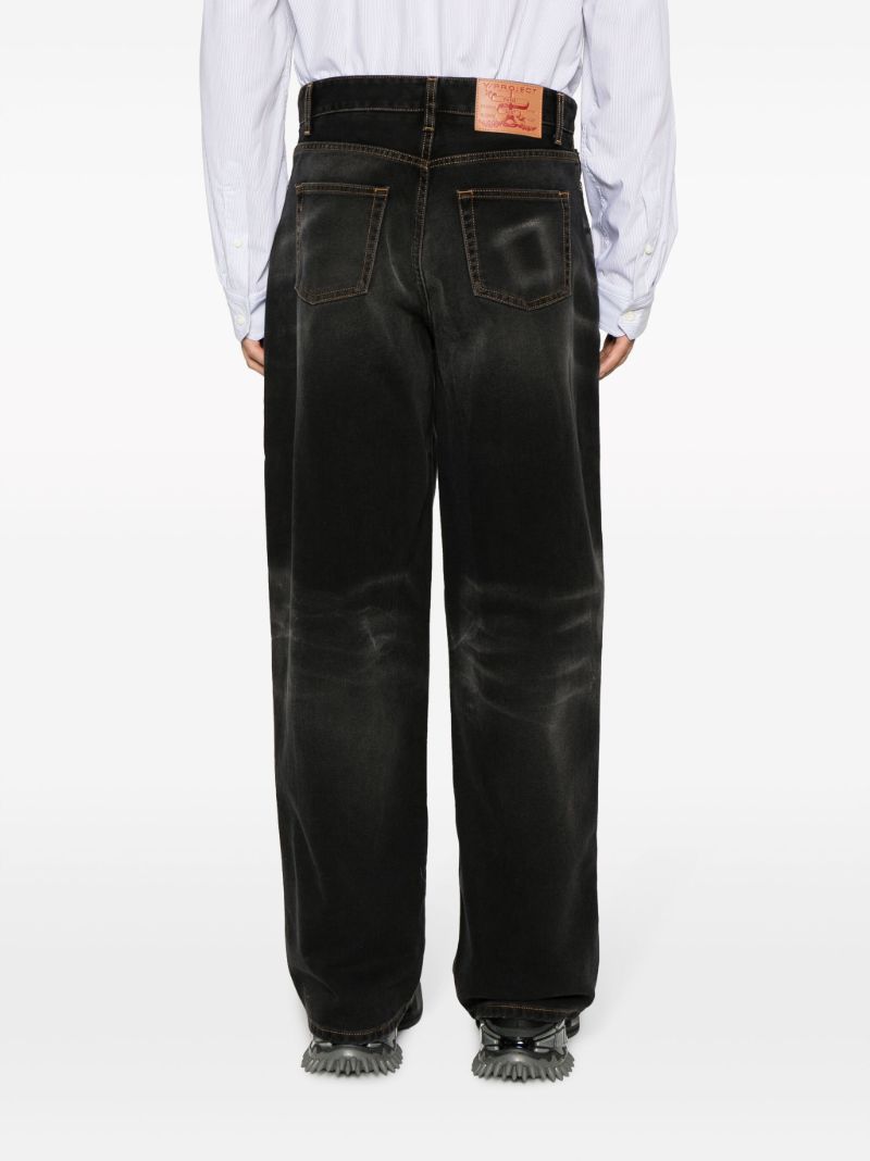 Black Washed Wide-leg Jeans