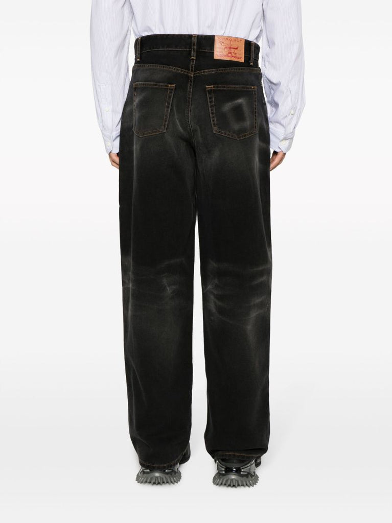 Black Washed Wide-leg Jeans