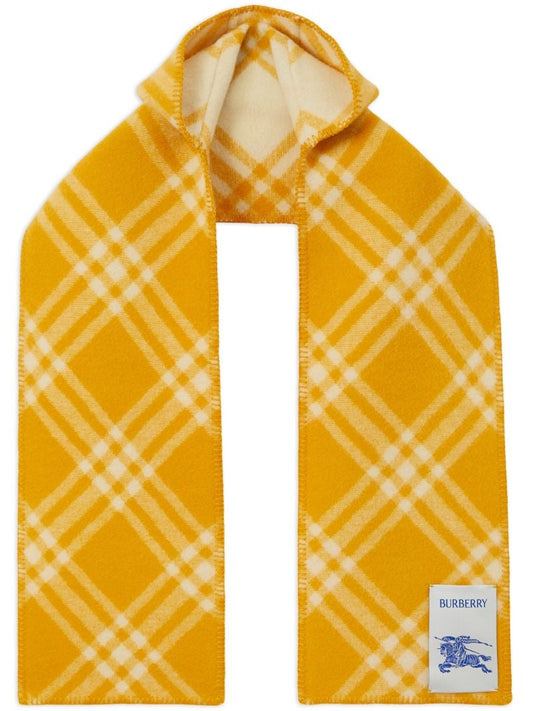 Yellow Check-jacquard Wool Hooded Scarf