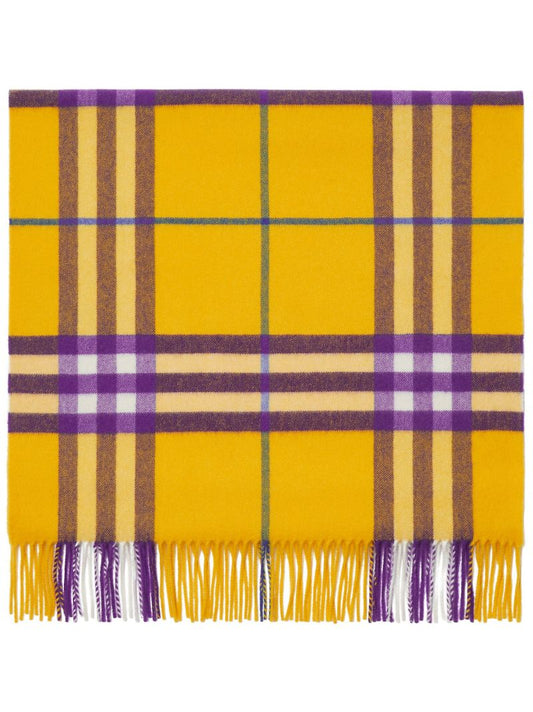 Yellow Check Cashmere Scarf