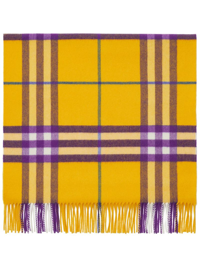 Yellow Check Cashmere Scarf