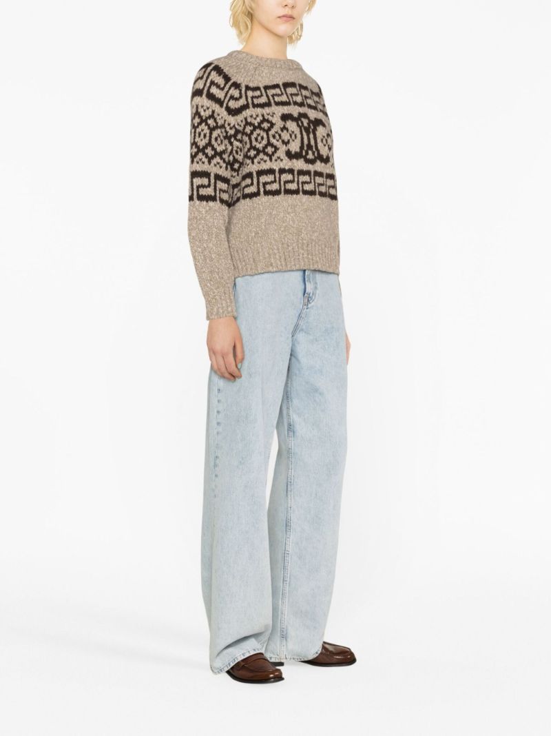 Neutral Triomphe Fair Isle Wool Sweater