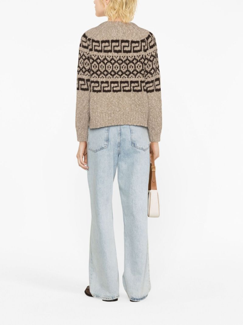 Neutral Triomphe Fair Isle Wool Sweater