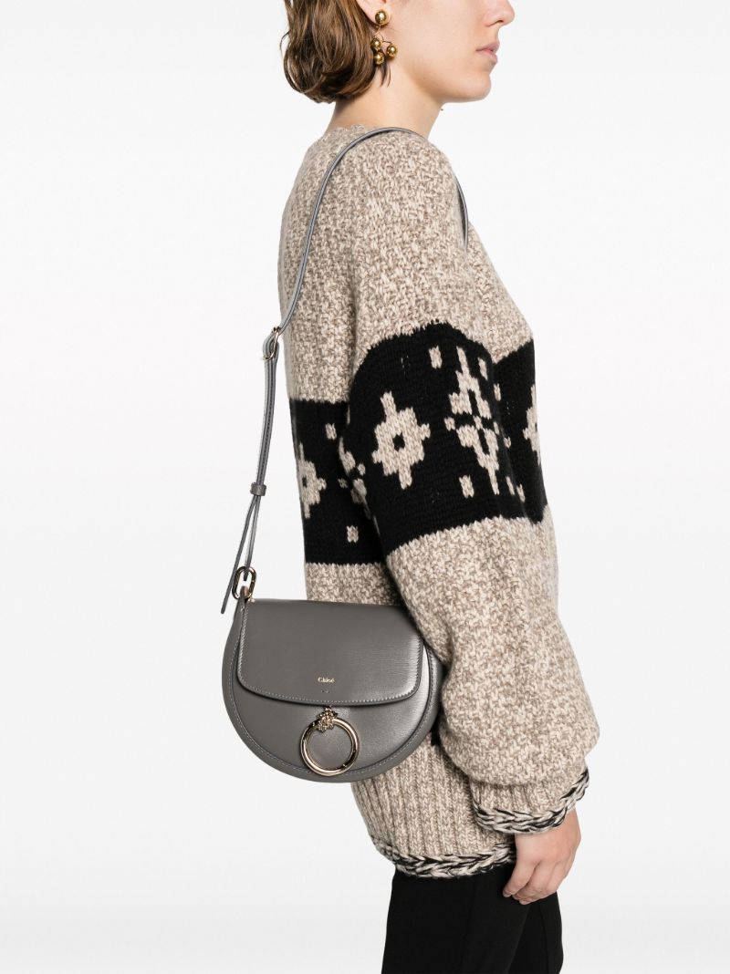 Grey ArlÃ_x0083_Â¨ne Small Leather Cross Body Bag