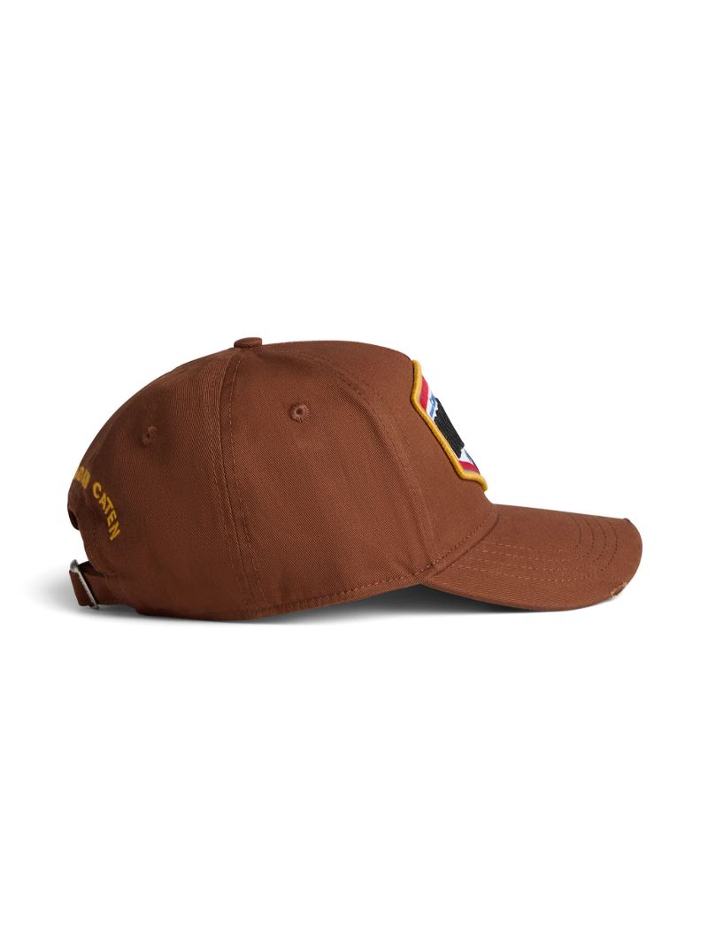 Brown Logo Applique Cotton Cap