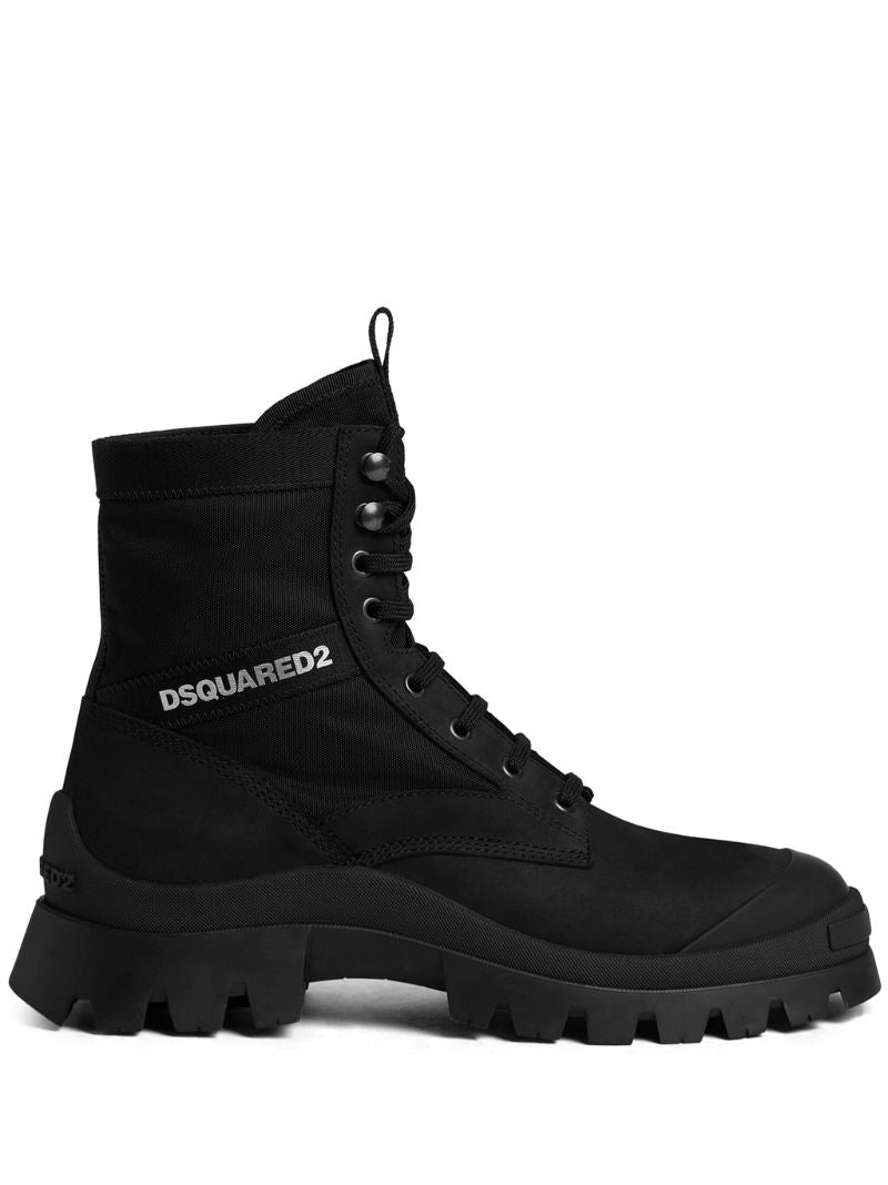 Black Logo-print Lace-up Boots
