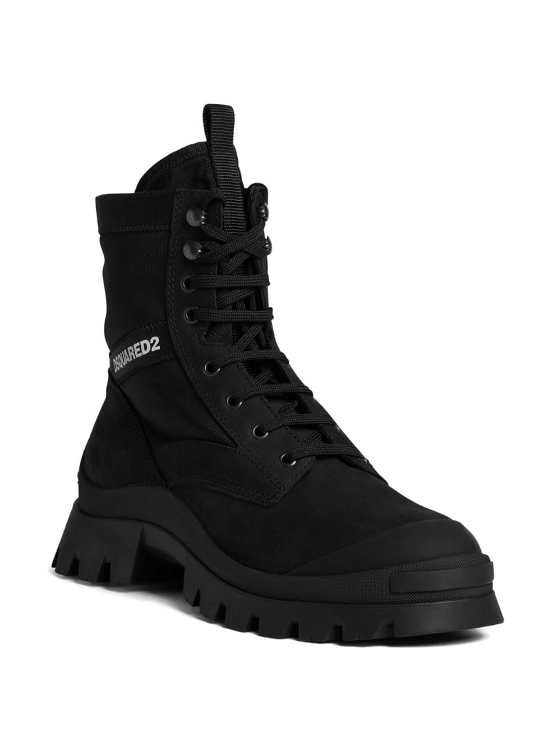 Black Logo-print Lace-up Boots