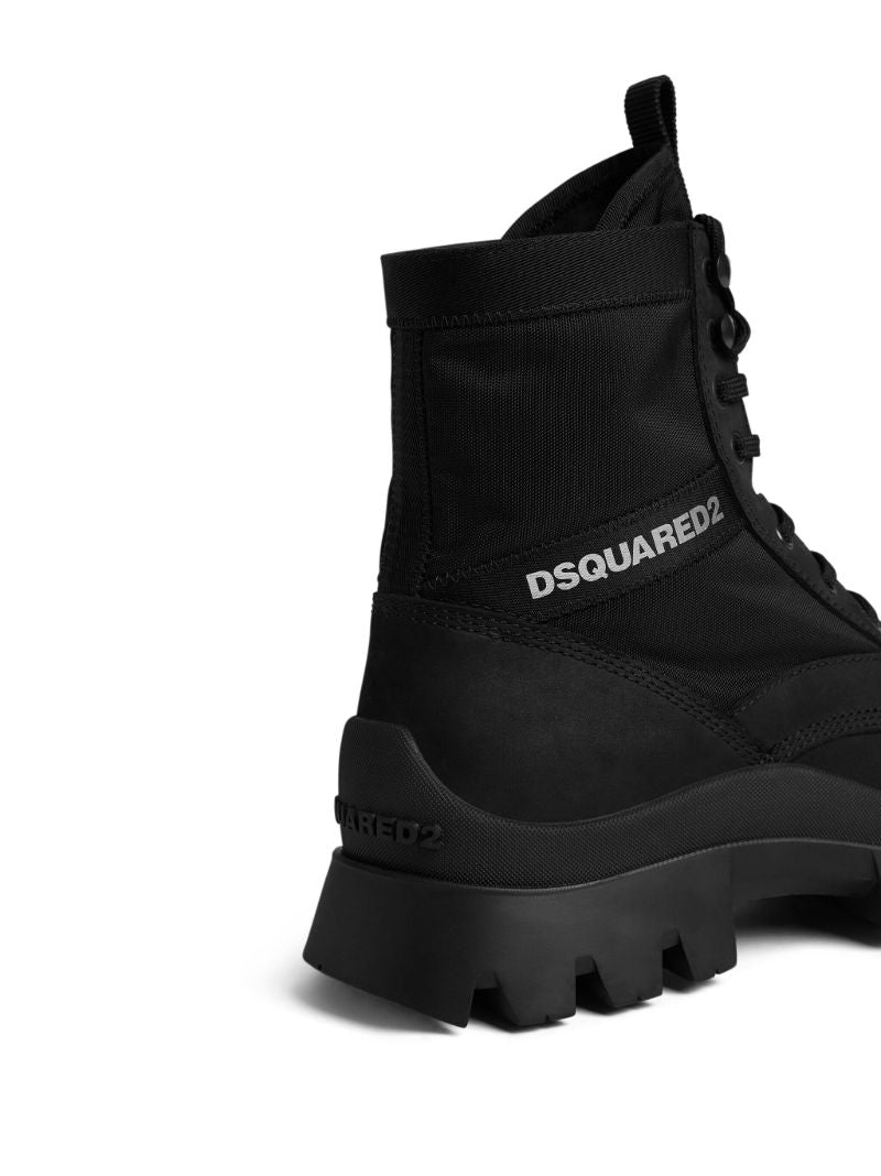 Black Logo-print Lace-up Boots