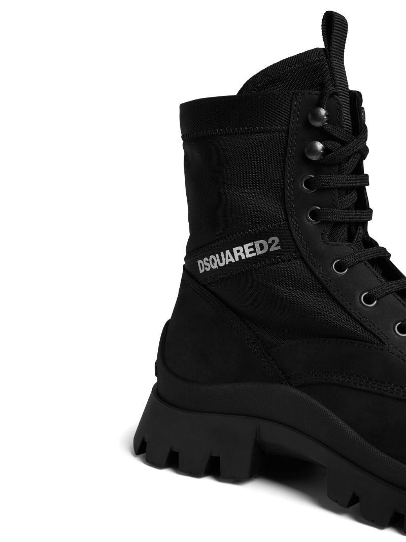 Black Logo-print Lace-up Boots