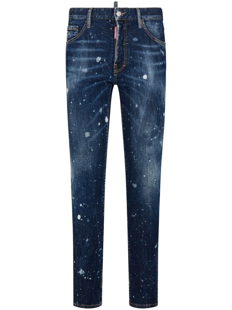 Blue Paint-splatter Skinny Jeans