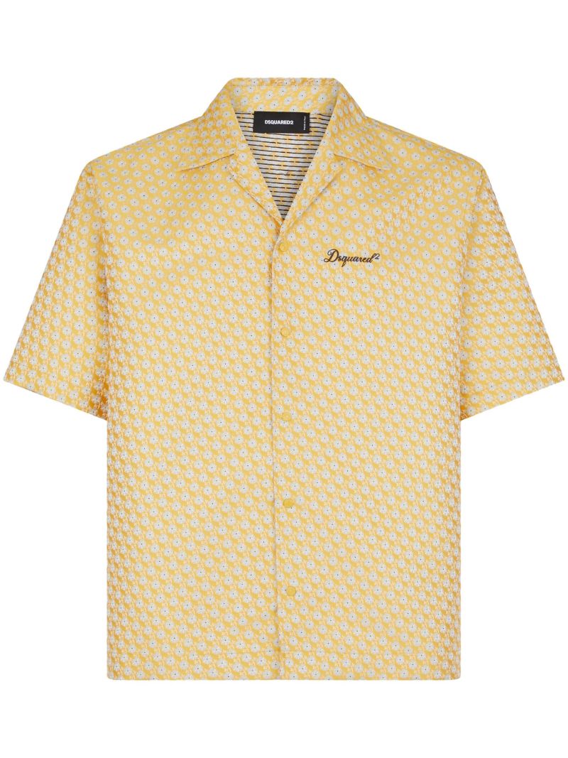 Yellow Floral-jacquard Shirt