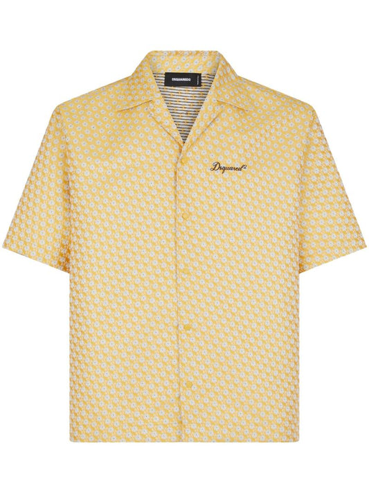 Yellow Floral-jacquard Shirt