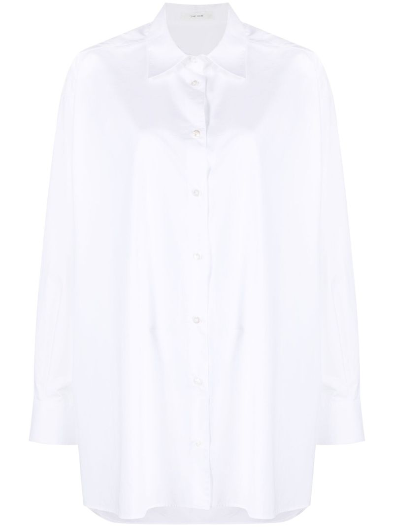 White Point-collar Cotton Shirt