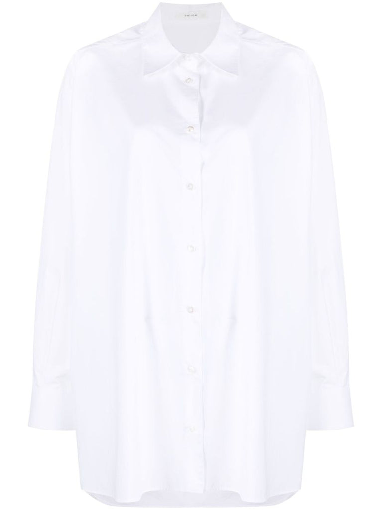 White Point-collar Cotton Shirt