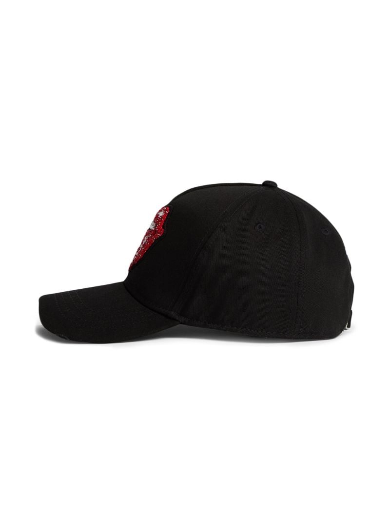 Black Bead-embellished Cotton Baseball Cap
