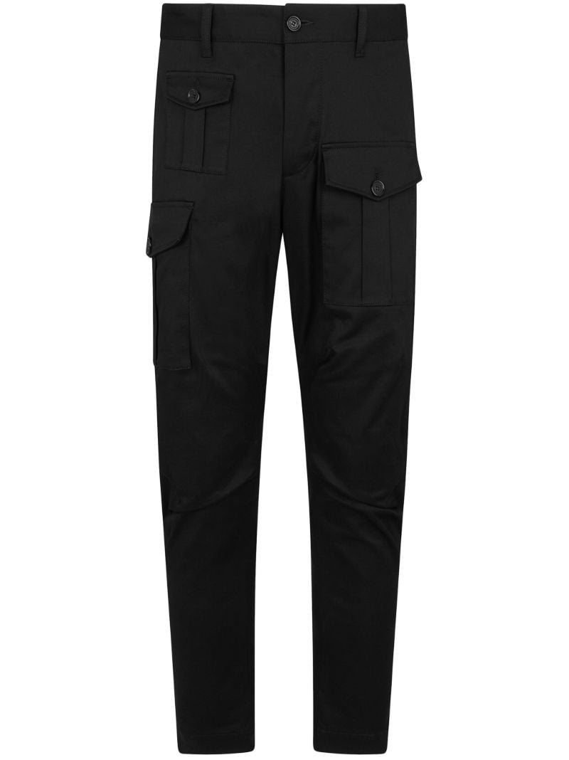 Black Skinny-cut Cargo Trousers