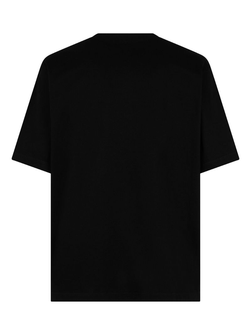 Black Slogan-print Cotton T-shirt