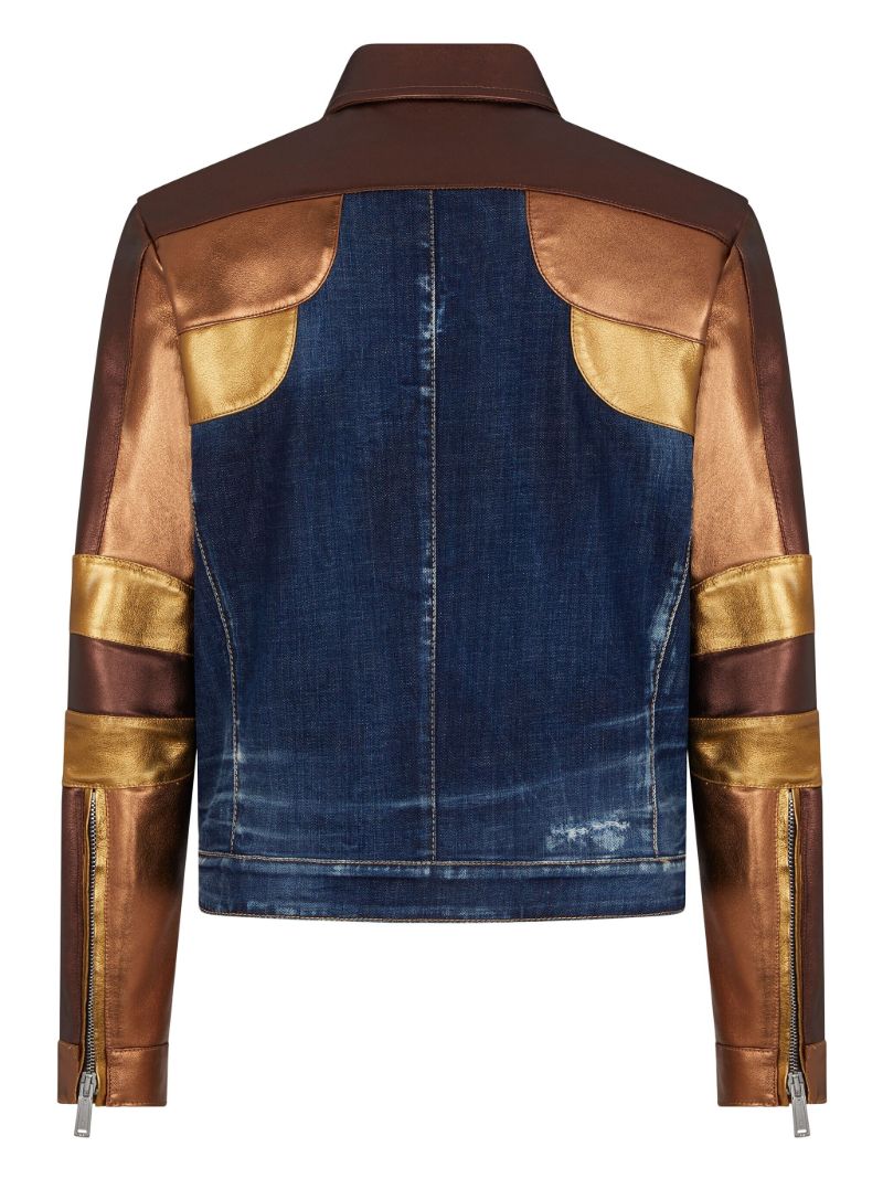 Brown Pornstar Panelled Denim Jacket