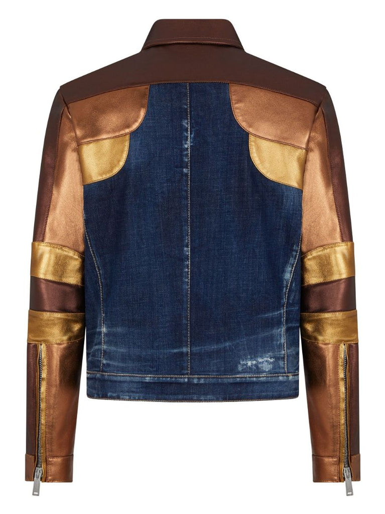 Brown Pornstar Panelled Denim Jacket