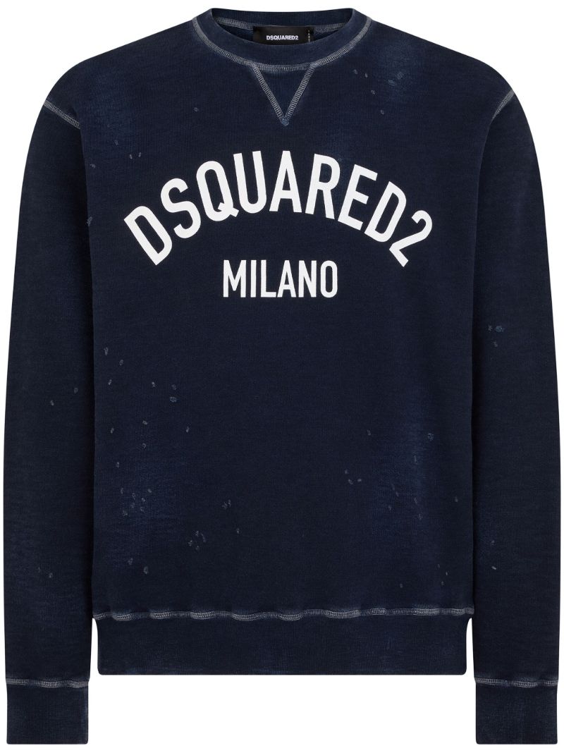 Black Logo-print Distressed Sweatshirt