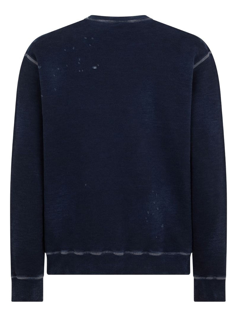 Black Logo-print Distressed Sweatshirt