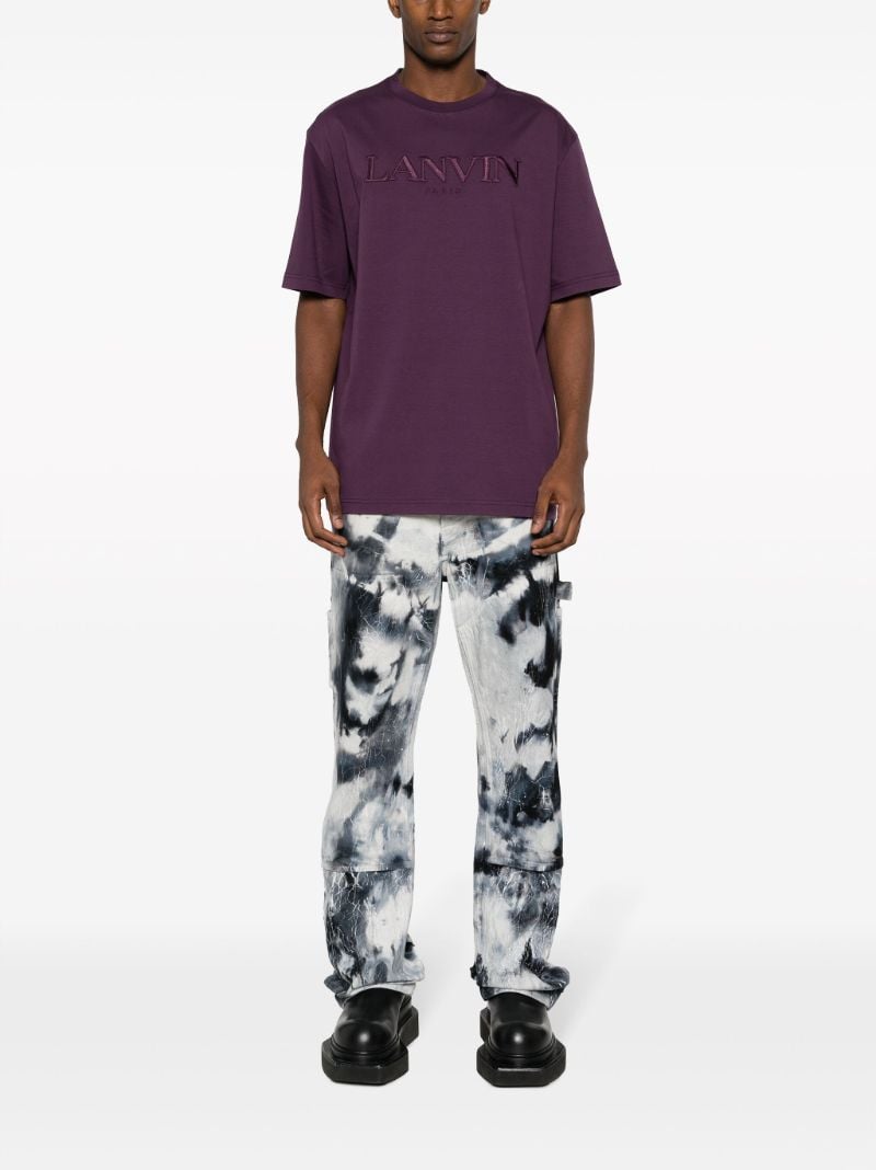 Purple Logo-embroidered Cotton T-shirt