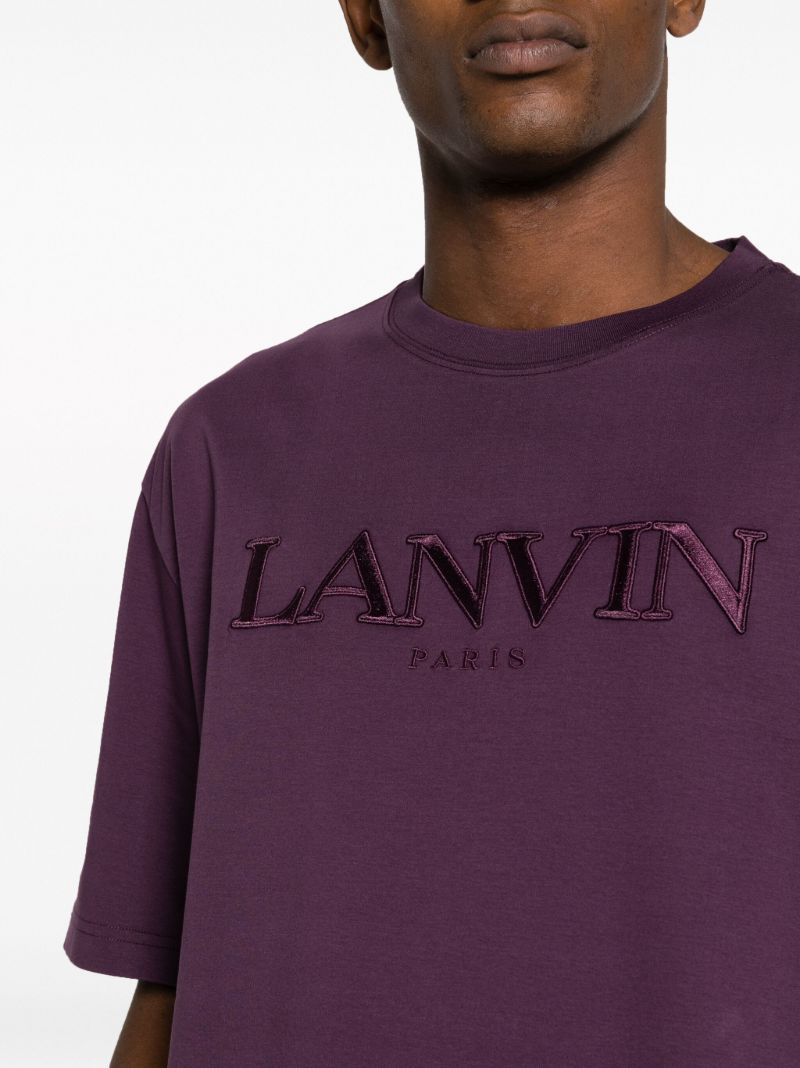 Purple Logo-embroidered Cotton T-shirt