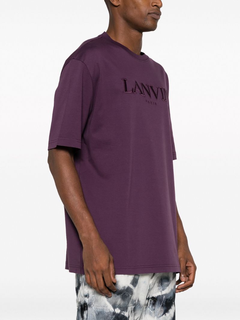 Purple Logo-embroidered Cotton T-shirt