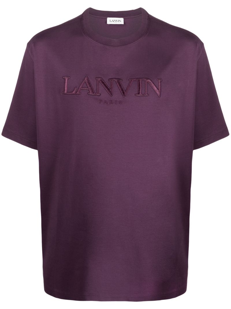 Purple Logo-embroidered Cotton T-shirt
