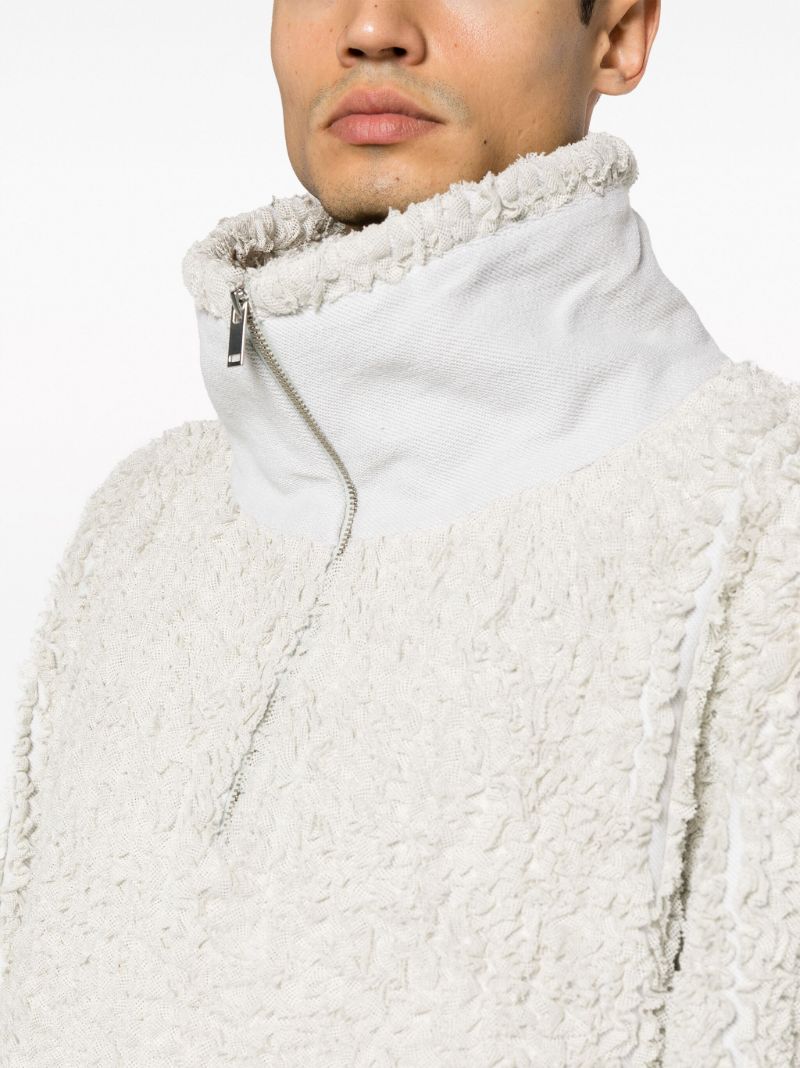 White Half-zip Loopback Sweater