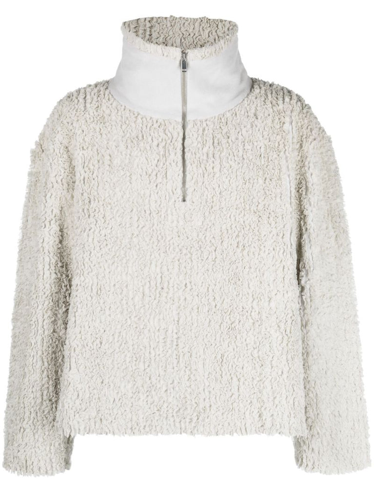 White Half-zip Loopback Sweater