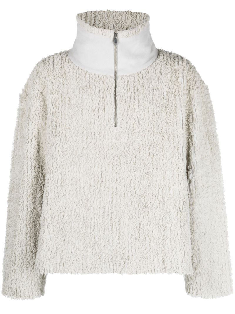 White Half-zip Loopback Sweater