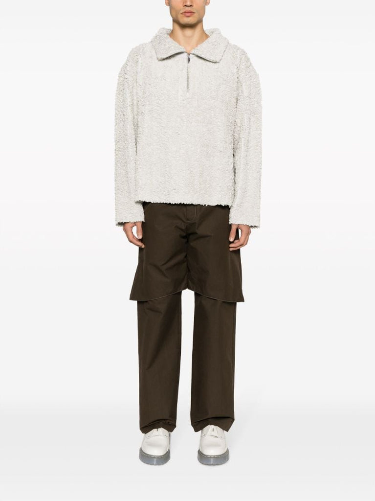 White Half-zip Loopback Sweater