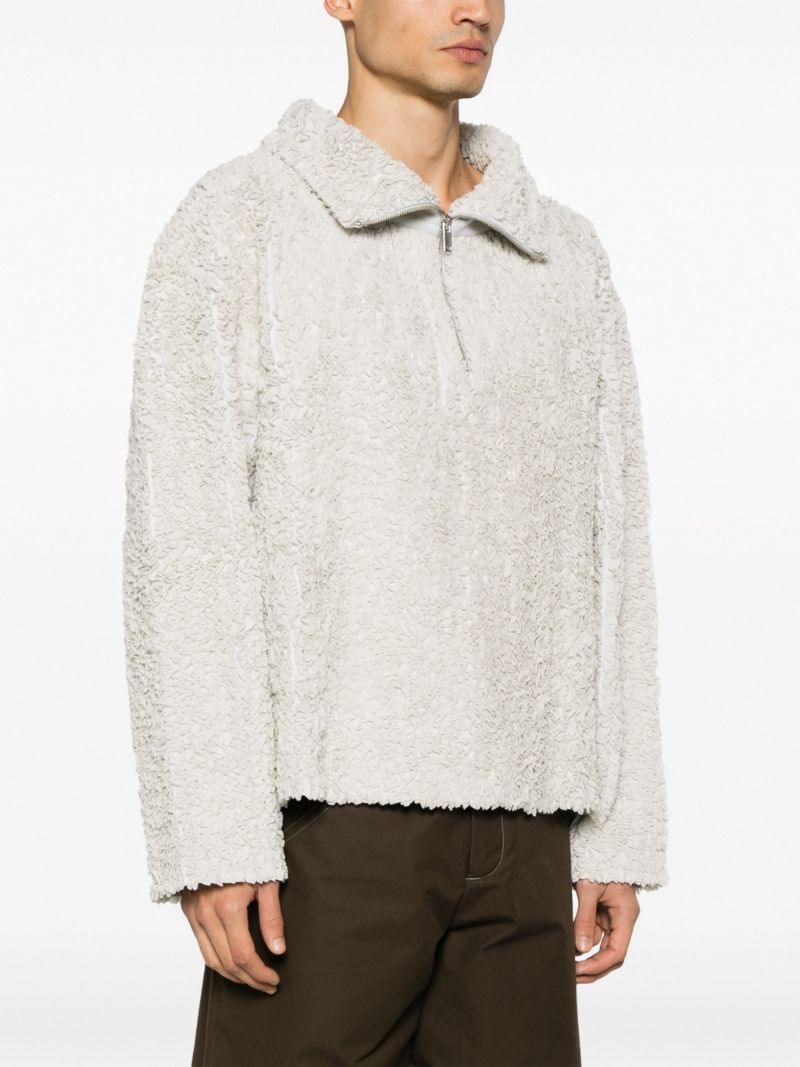 White Half-zip Loopback Sweater
