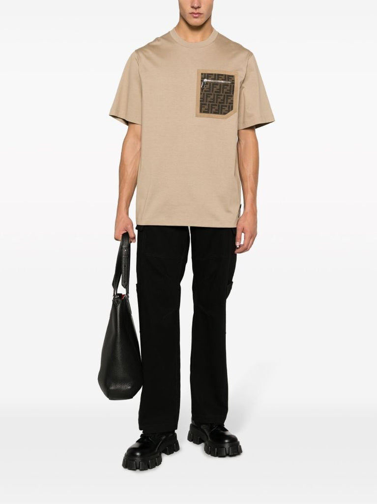 Neutral Ff-motif Patch-pocket T-shirt