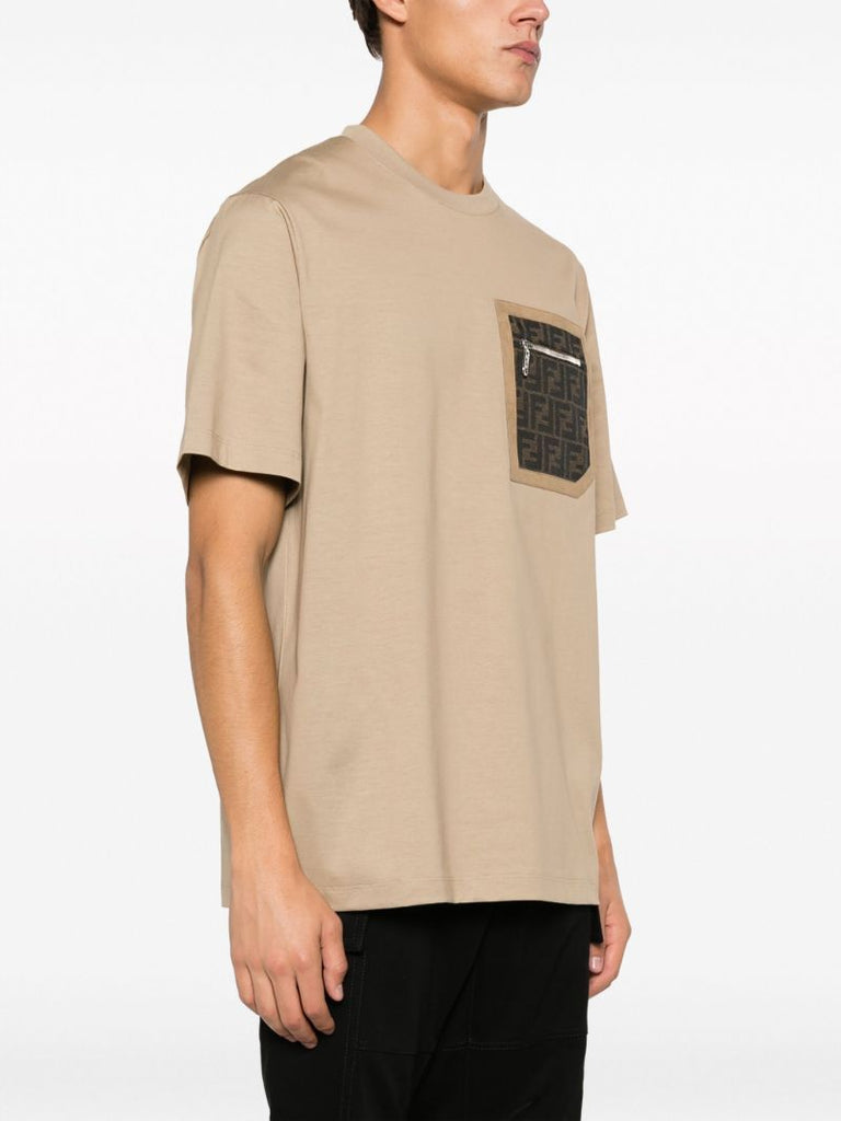 Neutral Ff-motif Patch-pocket T-shirt
