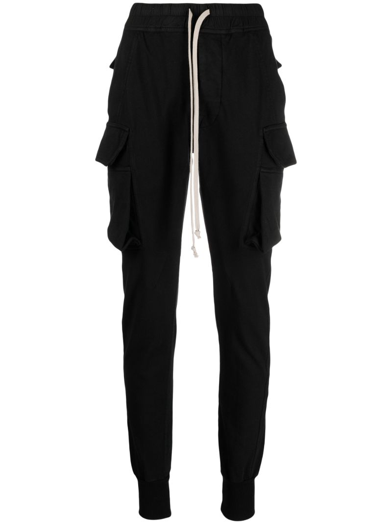 Black Creatch Cotton Cargo Trousers