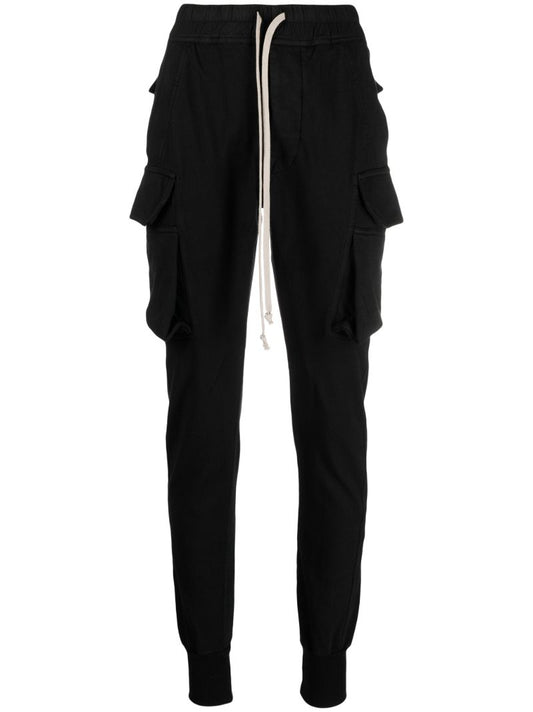 Black Creatch Cotton Cargo Trousers