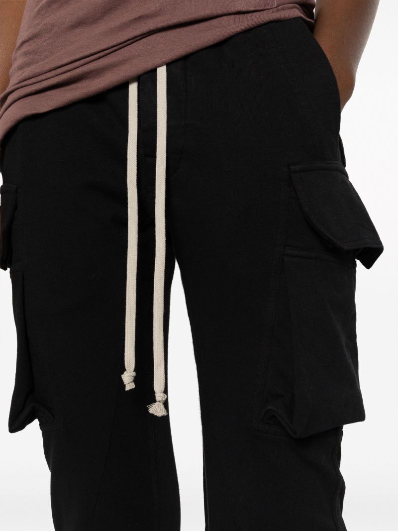 Black Creatch Cotton Cargo Trousers