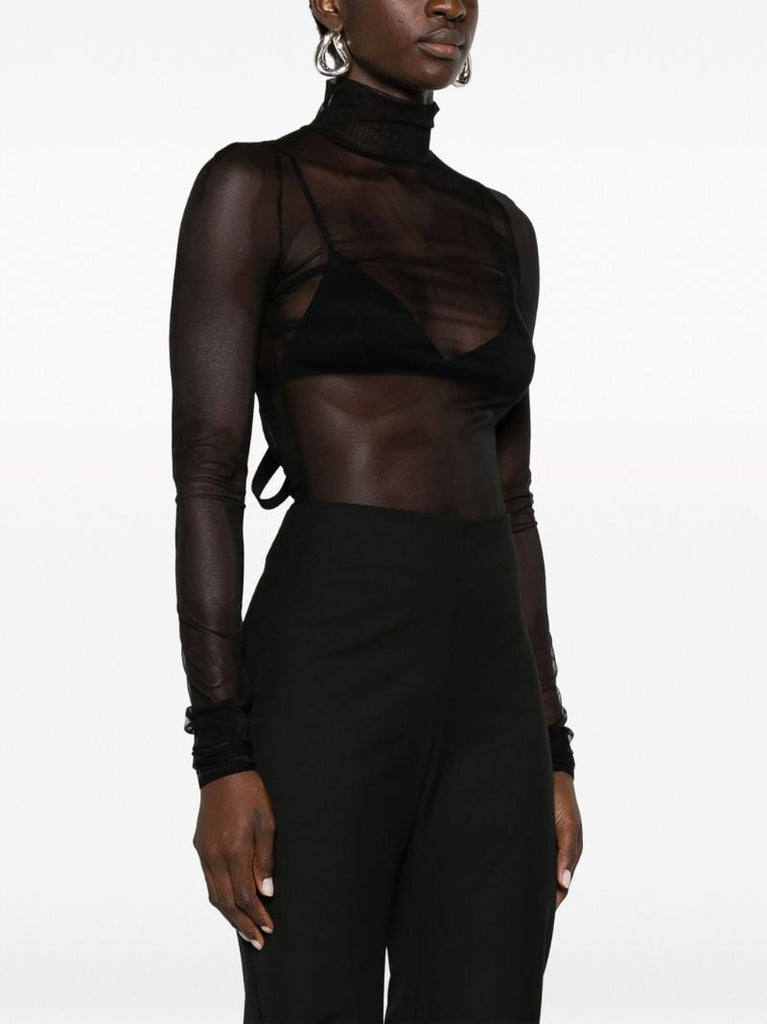 Black Semi-sheer Bodysuit