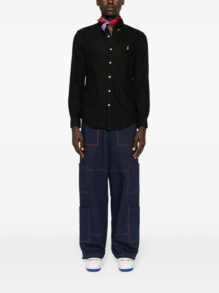Black Polo Pony Cotton Shirt