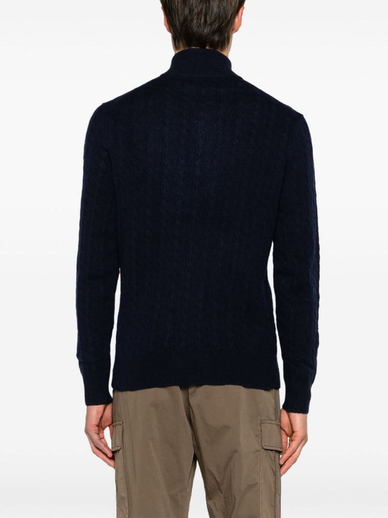 Blue Polo Pony Cable-knit Sweater