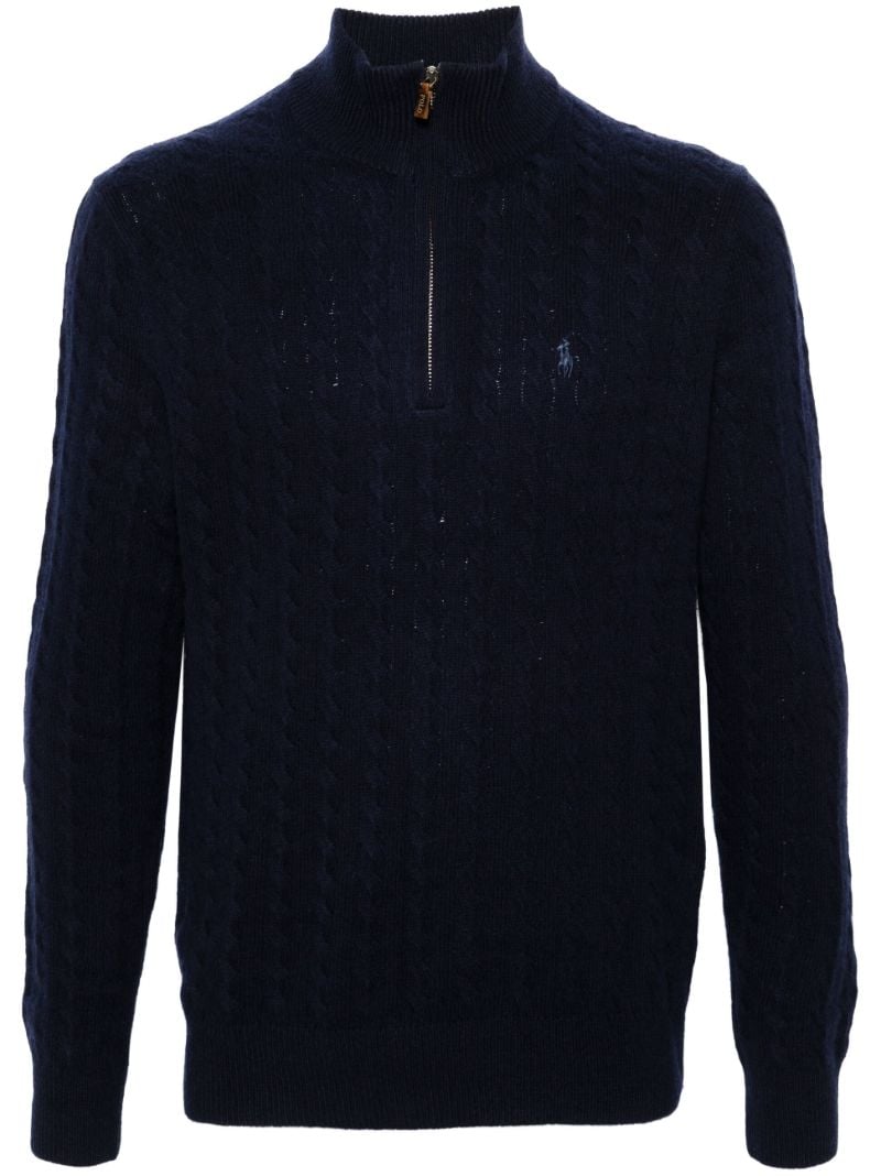 Blue Polo Pony Cable-knit Sweater