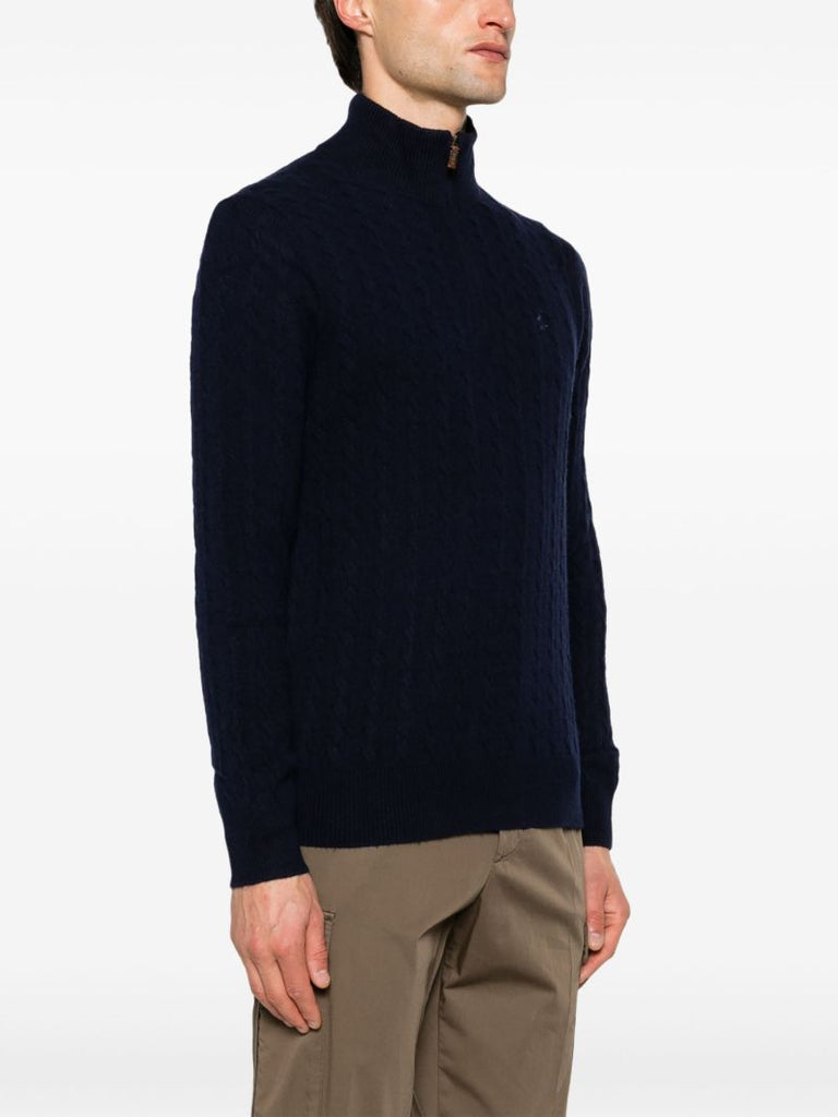 Blue Polo Pony Cable-knit Sweater