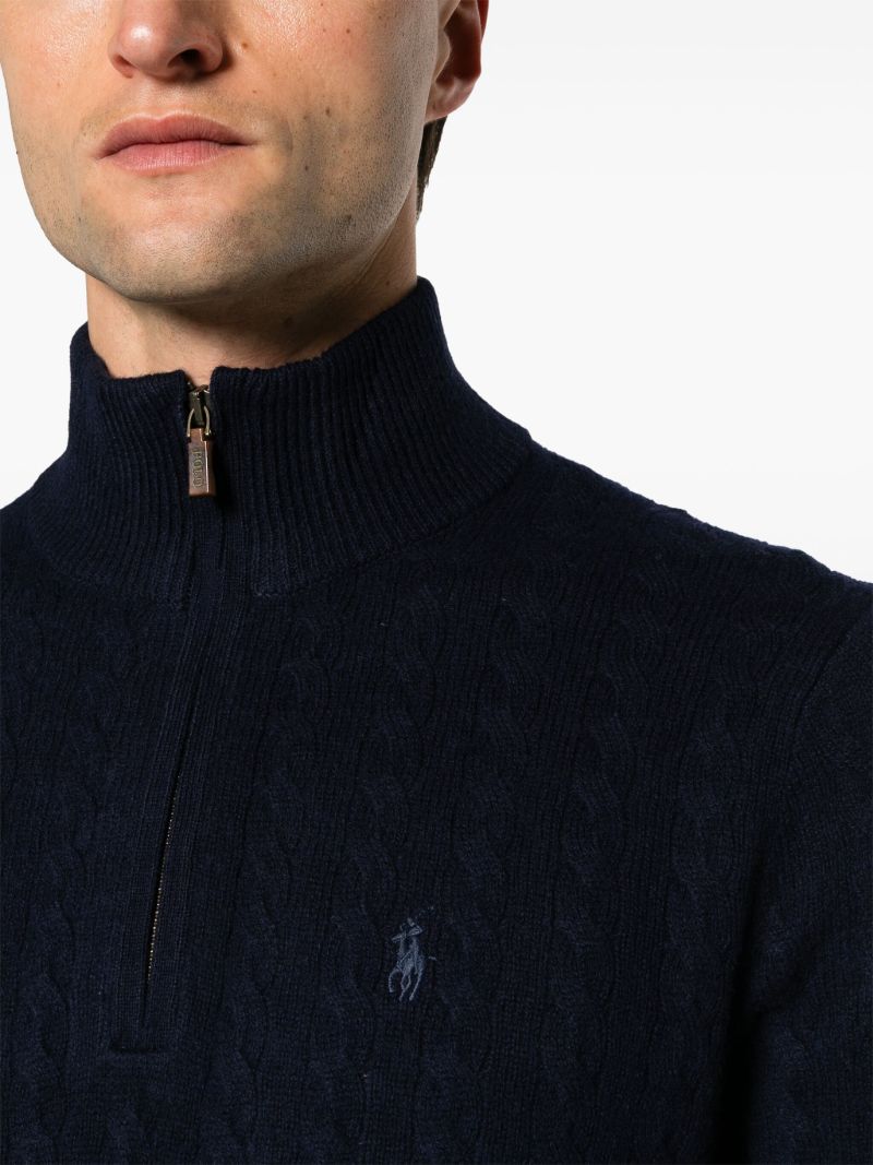 Blue Polo Pony Cable-knit Sweater
