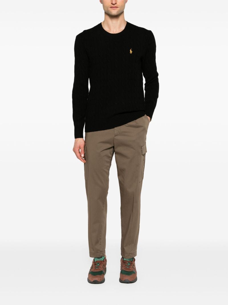 Black Polo Pony Cable-knit Sweater